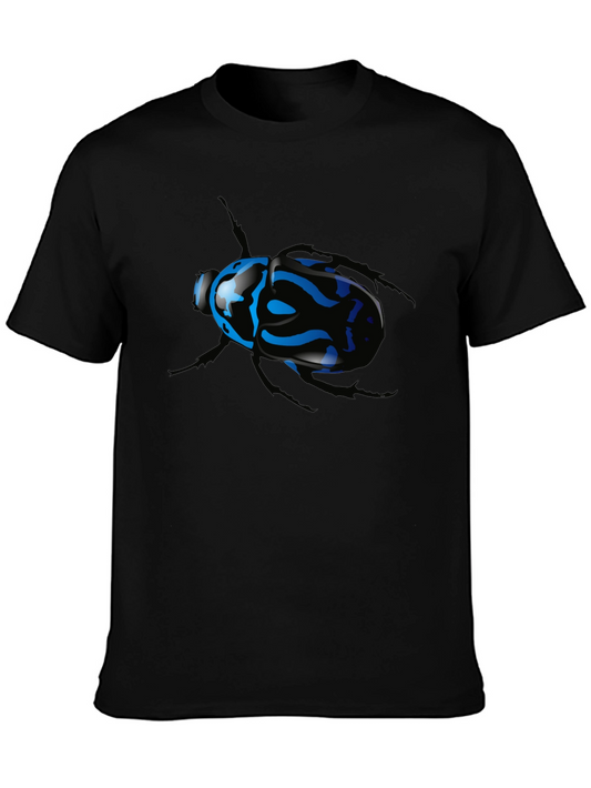 Black T-Shirt with Blue Beetle Graphic