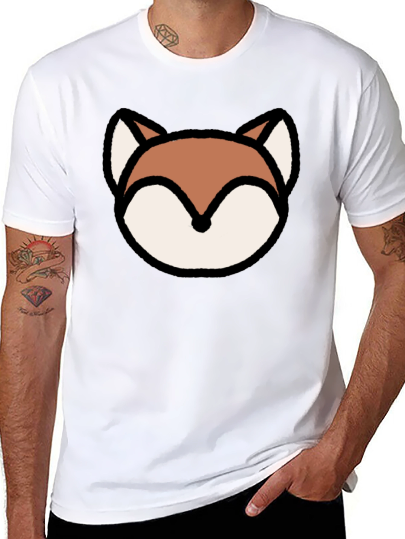 Fox Graphic Print Black Cotton Tee
