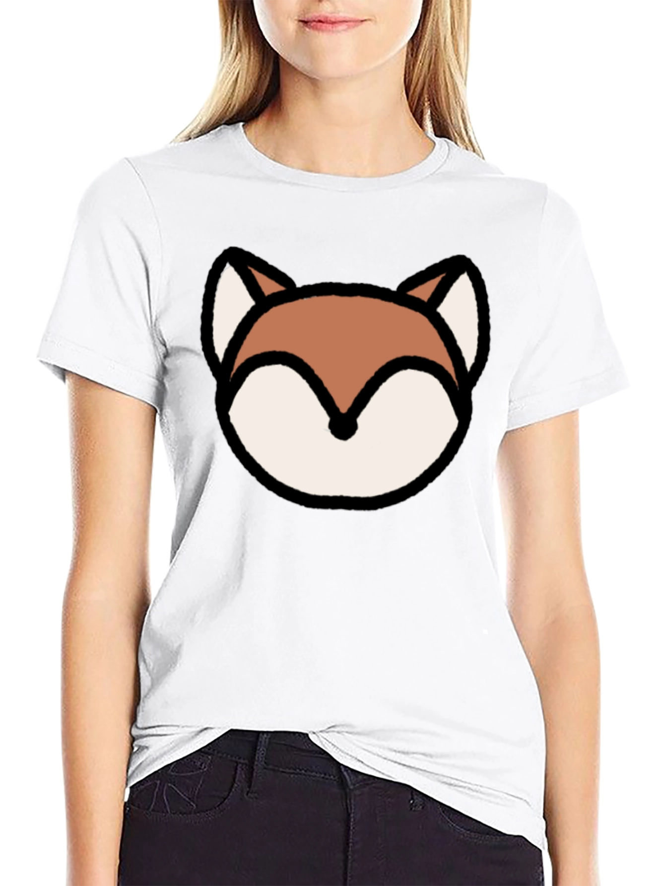 Fox Graphic Print Black Cotton Tee