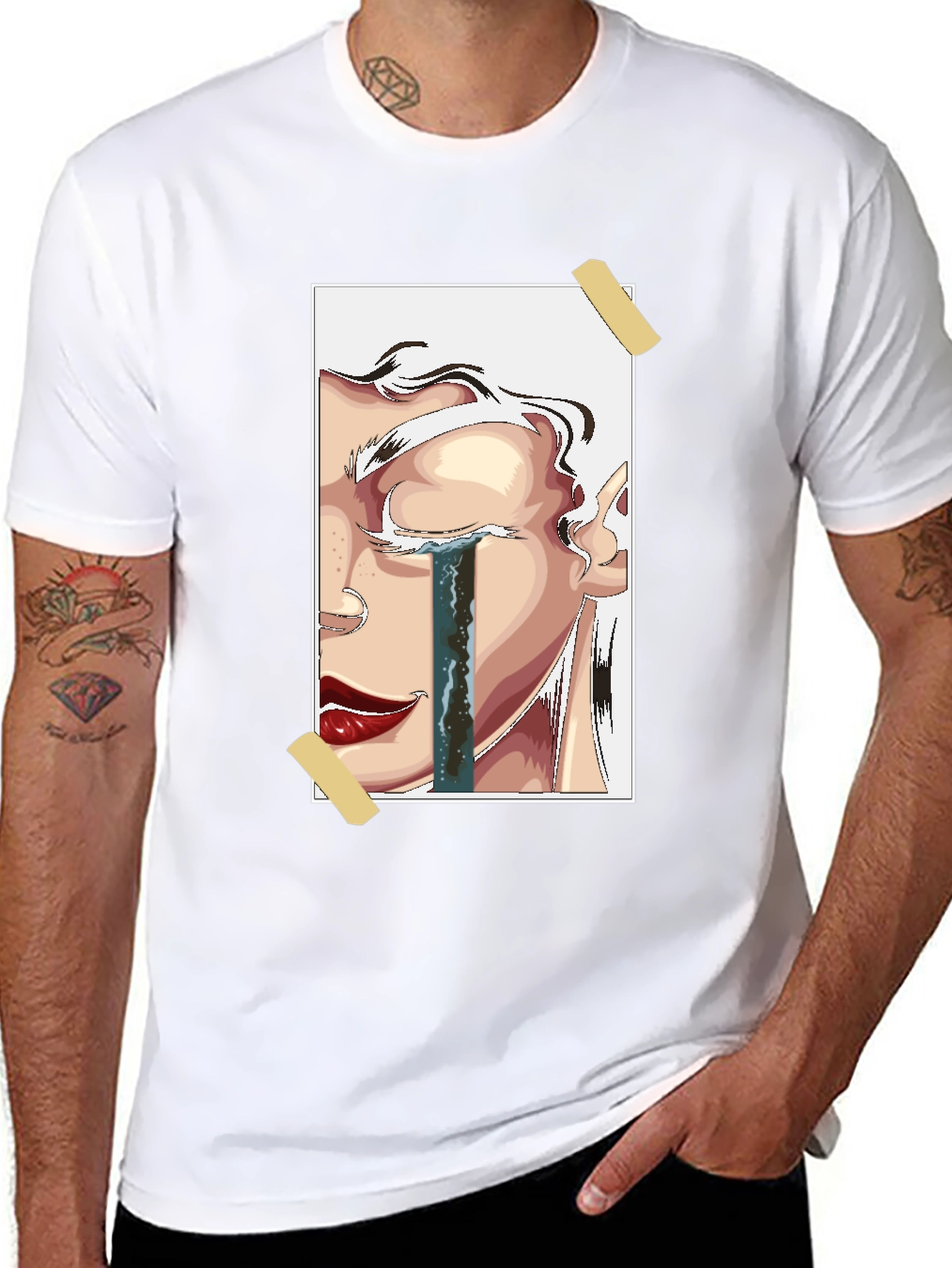 Emotional Portrait Graphic Tee - Black