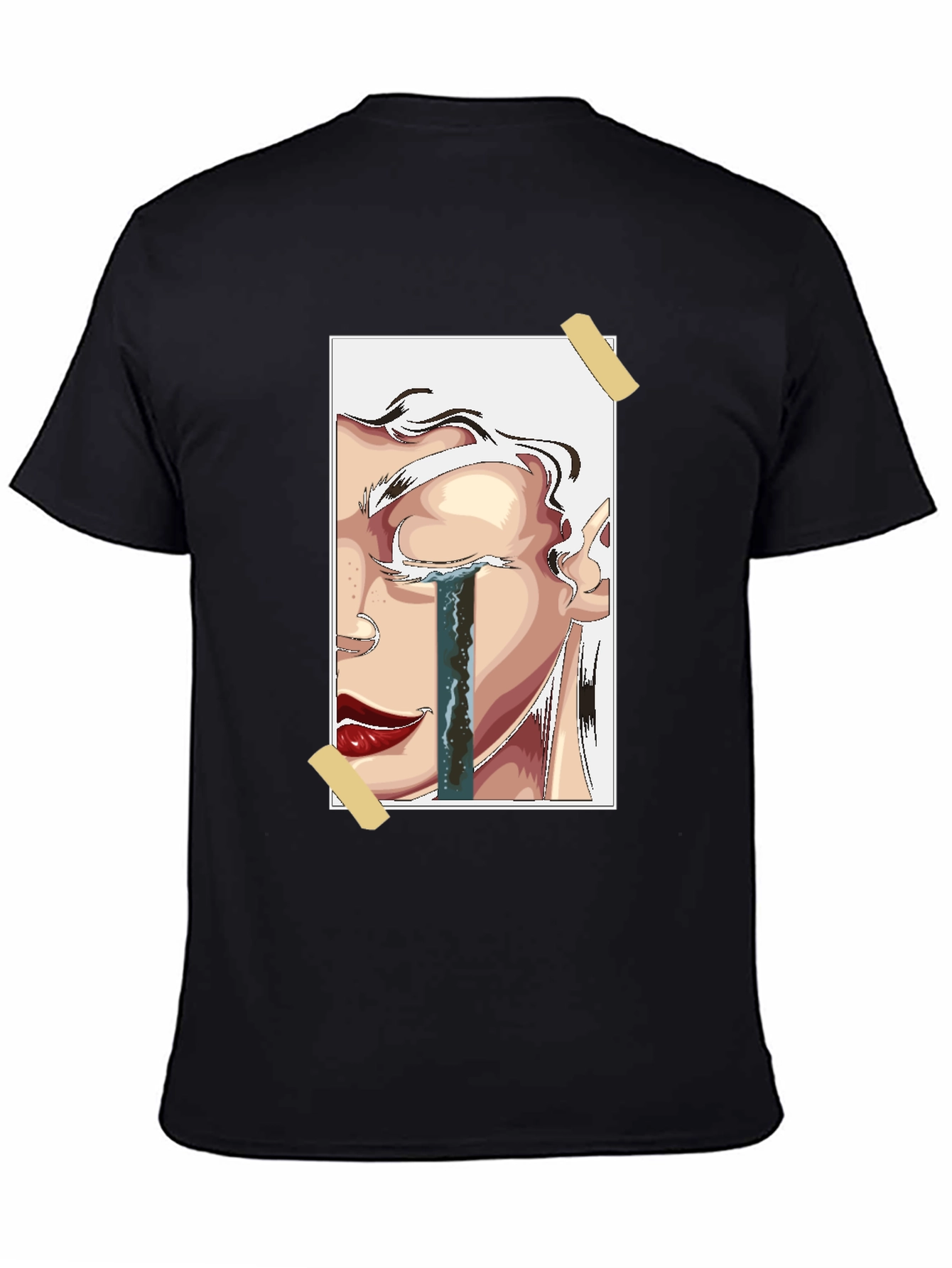 Emotional Portrait Graphic Tee - Black