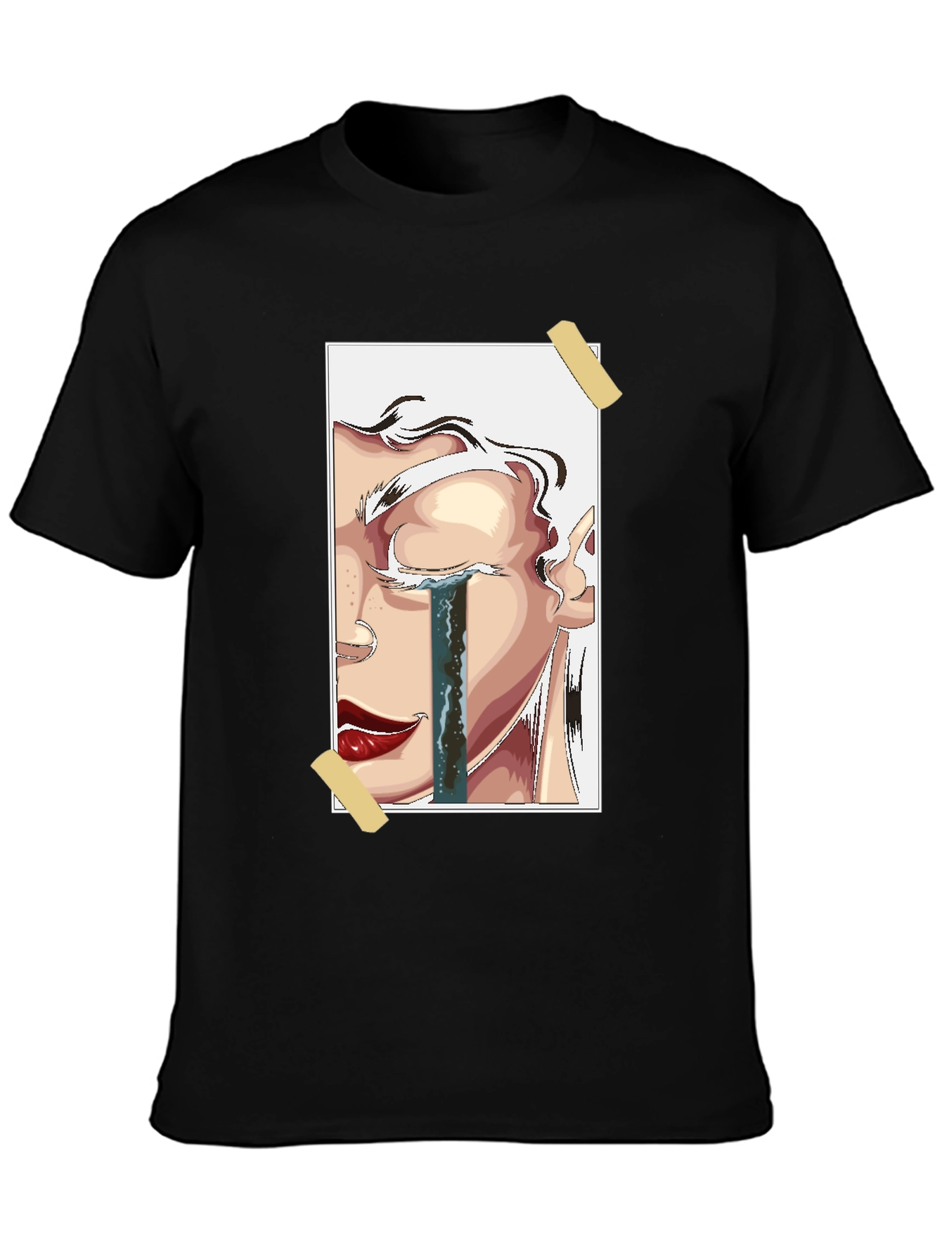 Emotional Portrait Graphic Tee - Black