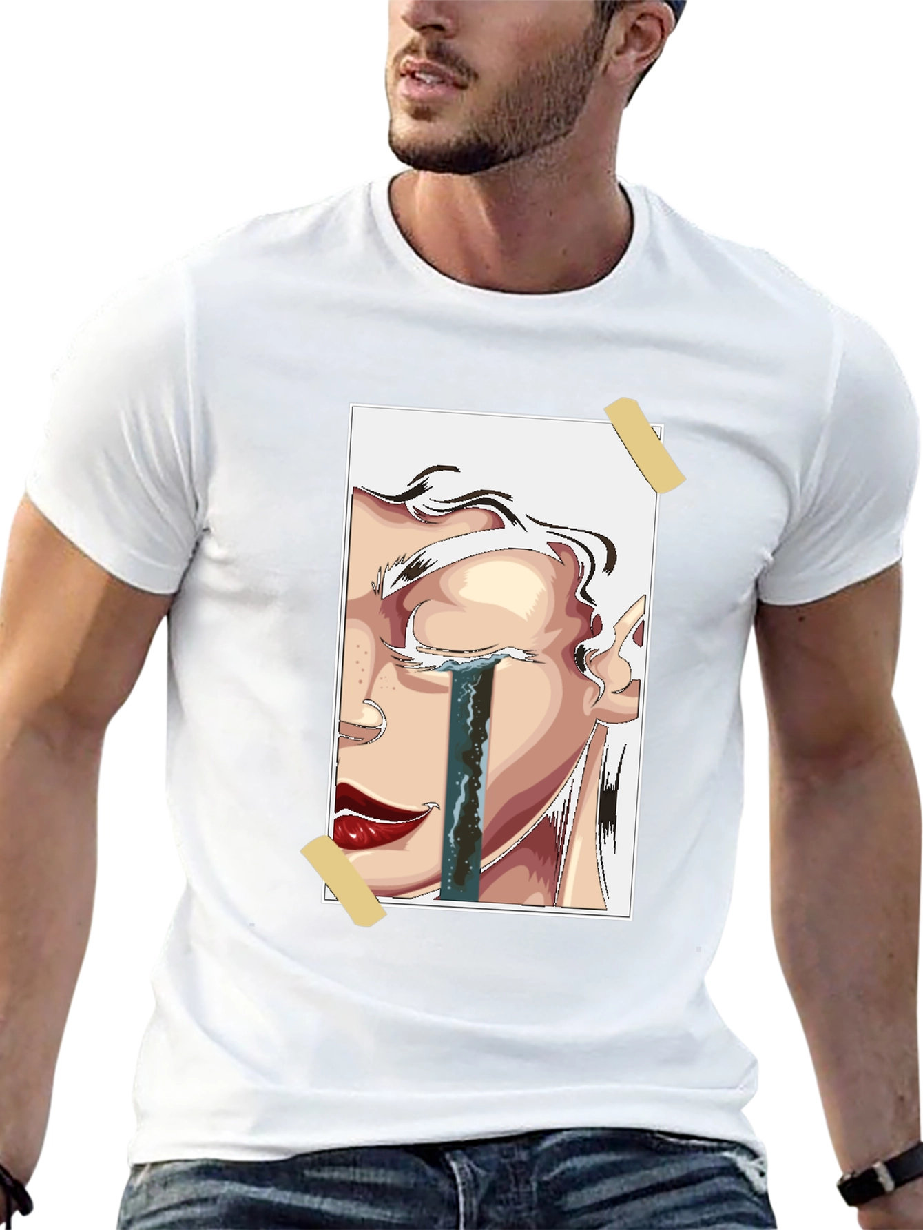 Emotional Portrait Graphic Tee - Black