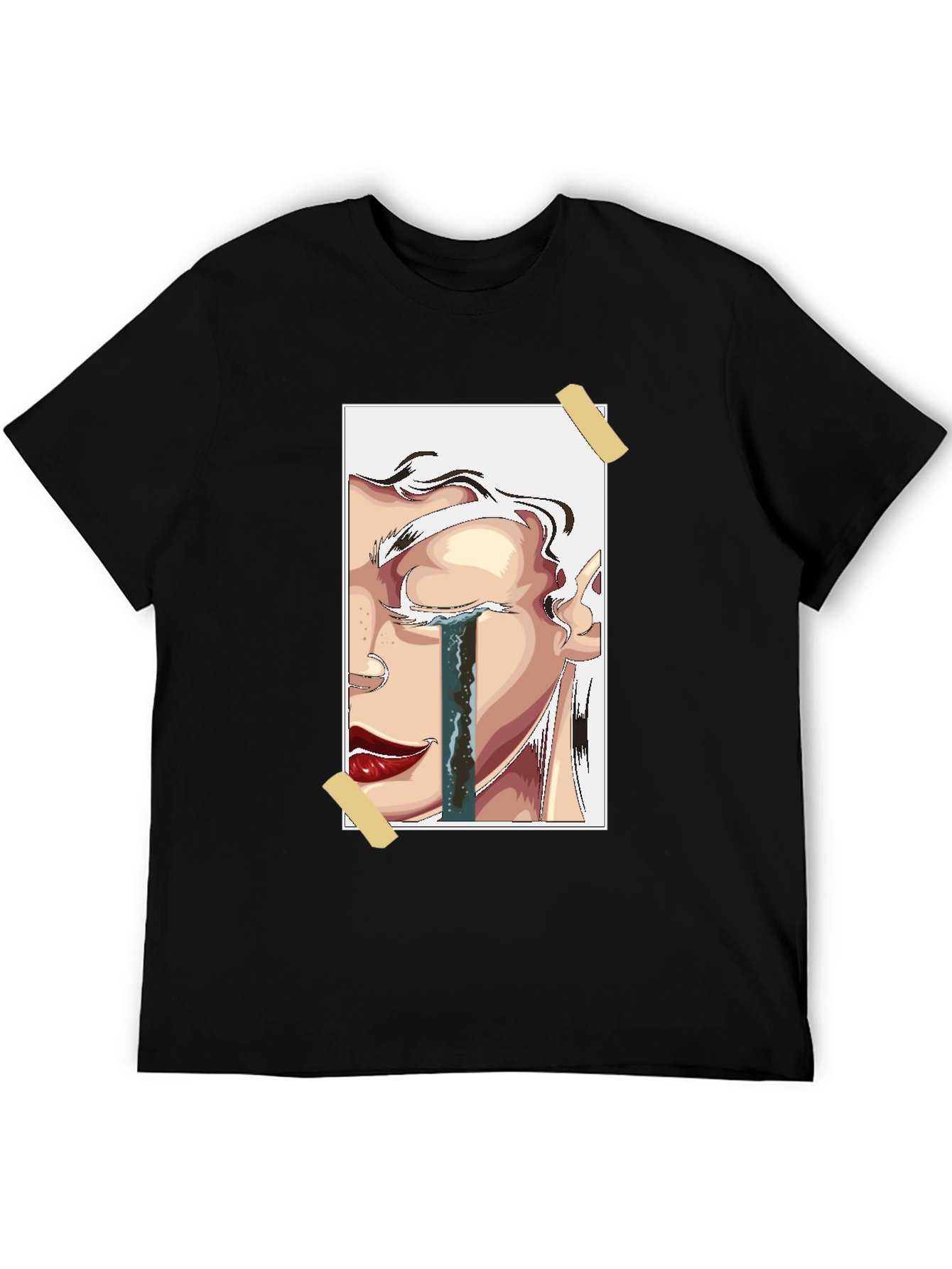 Emotional Portrait Graphic Tee - Black