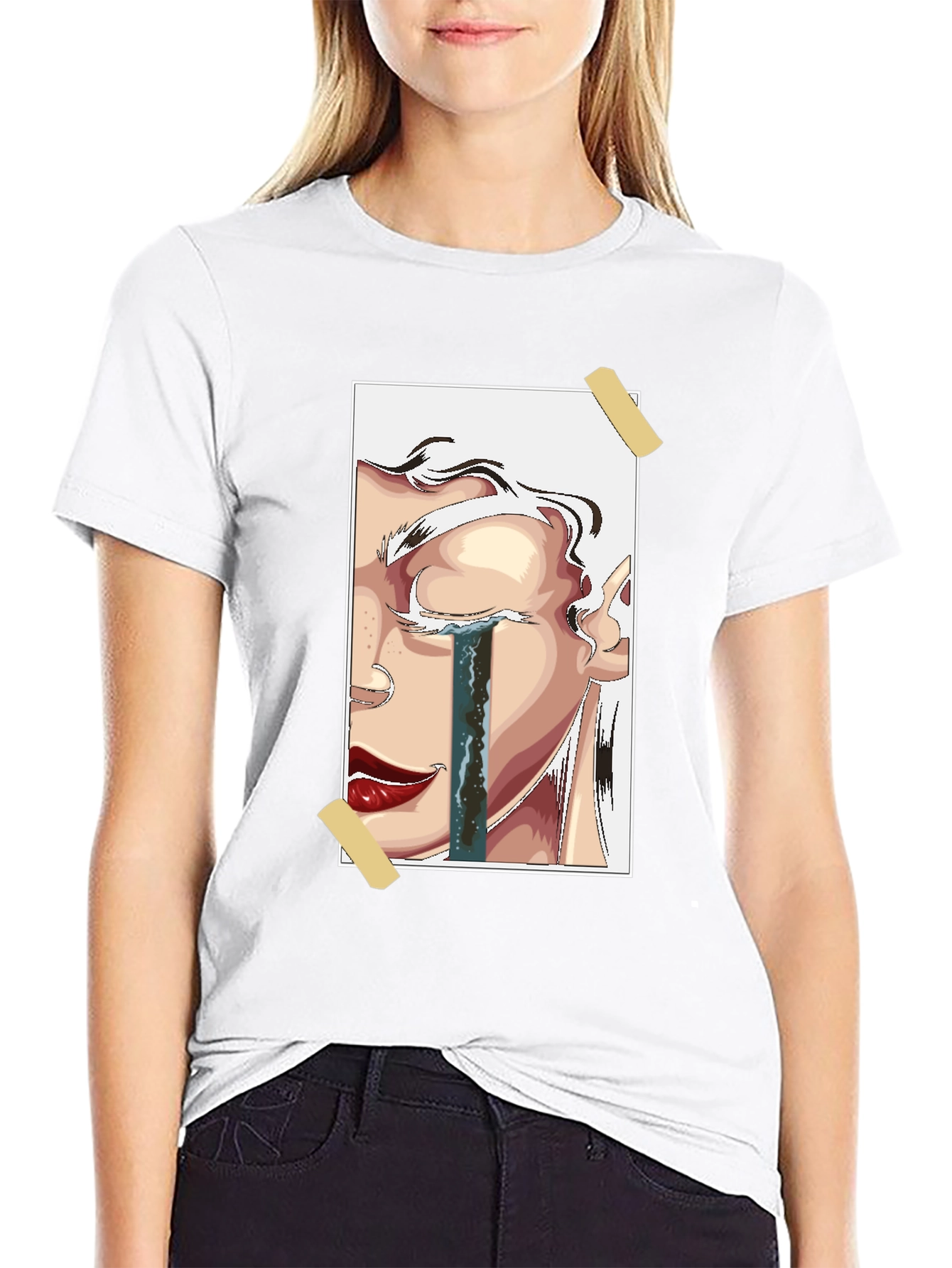 Emotional Portrait Graphic Tee - Black