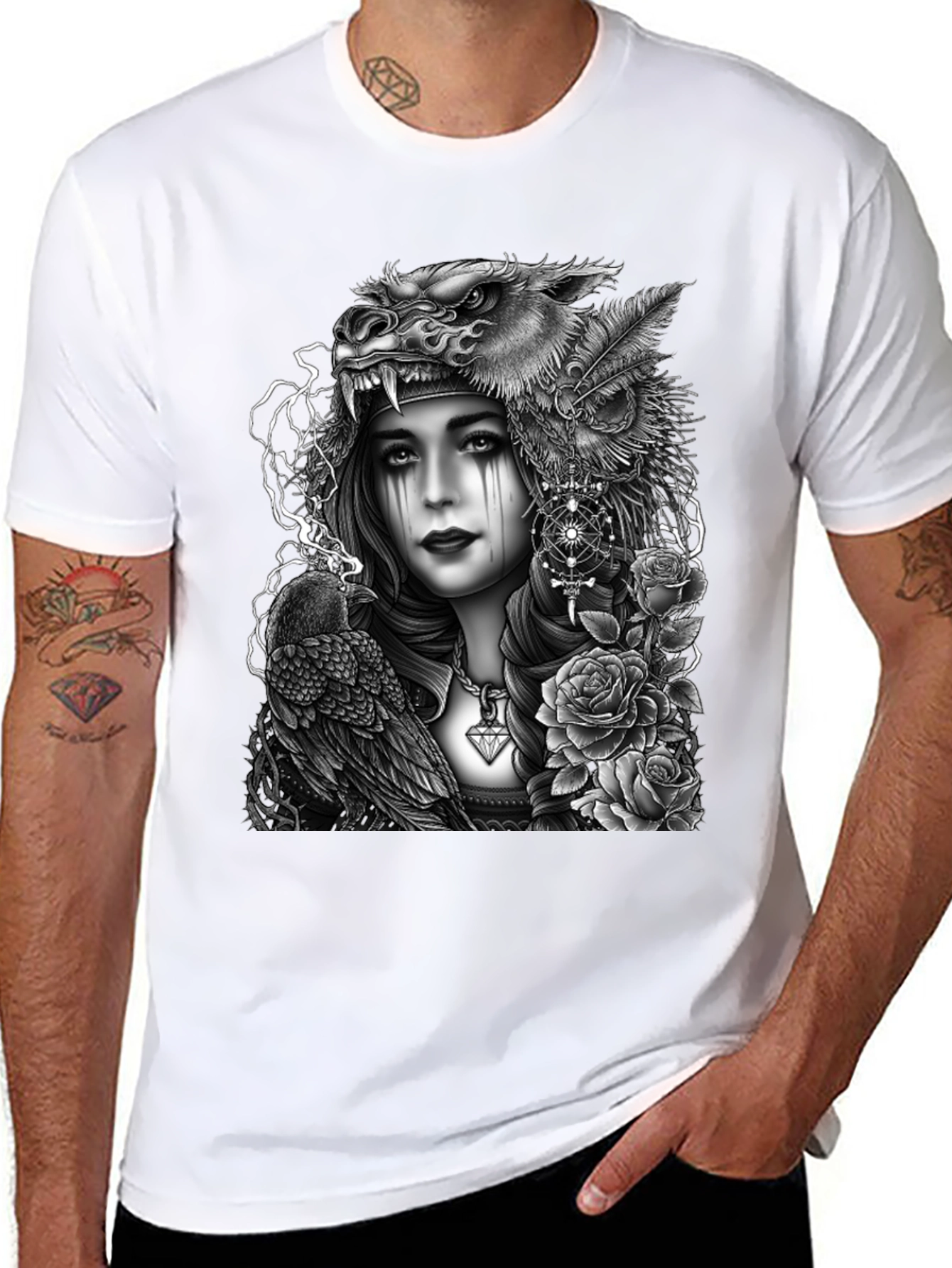 Wolf Headdress Raven Graphic Tee