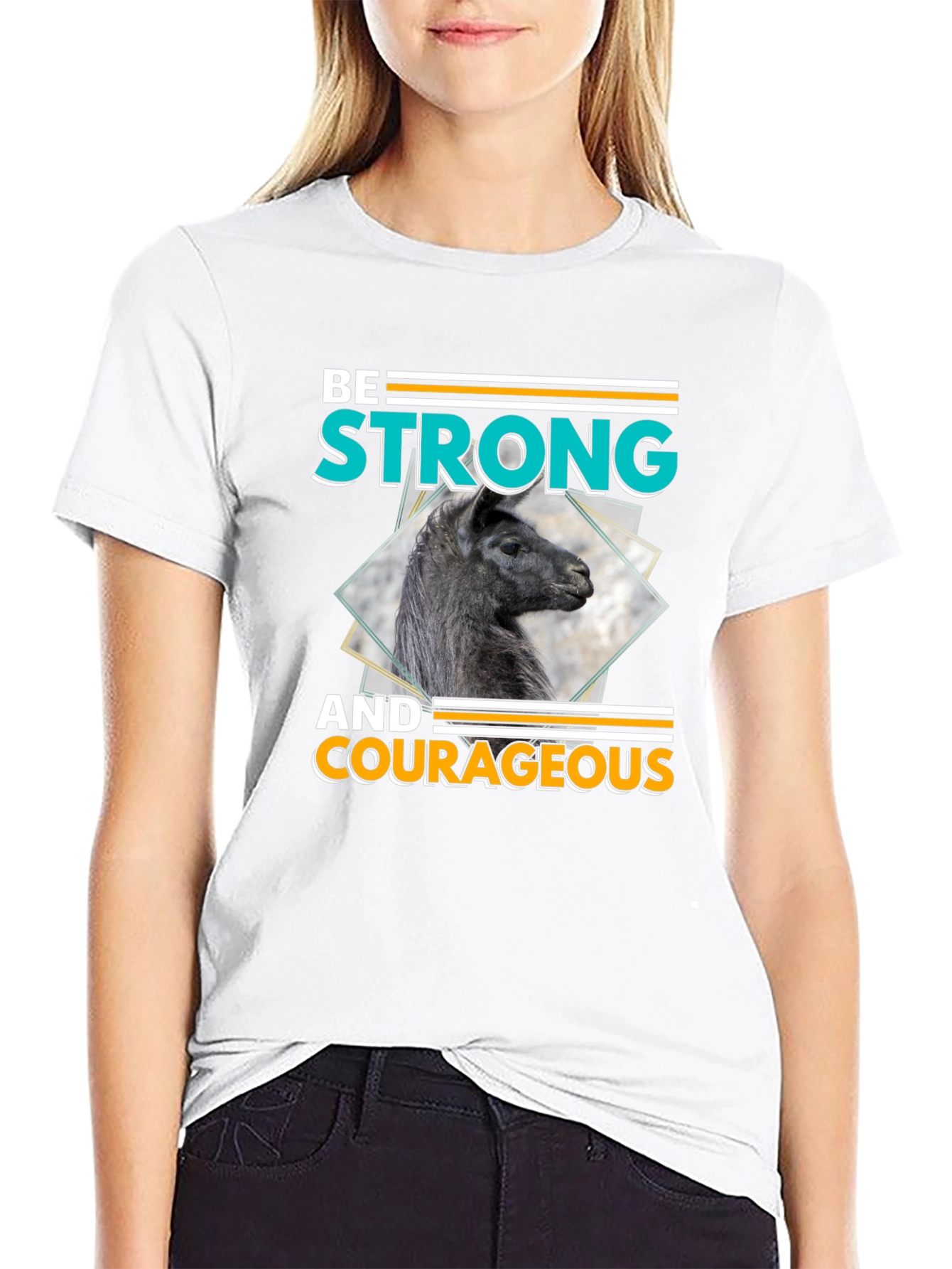 Be Strong & Courageous Llama Graphic T-Shirt