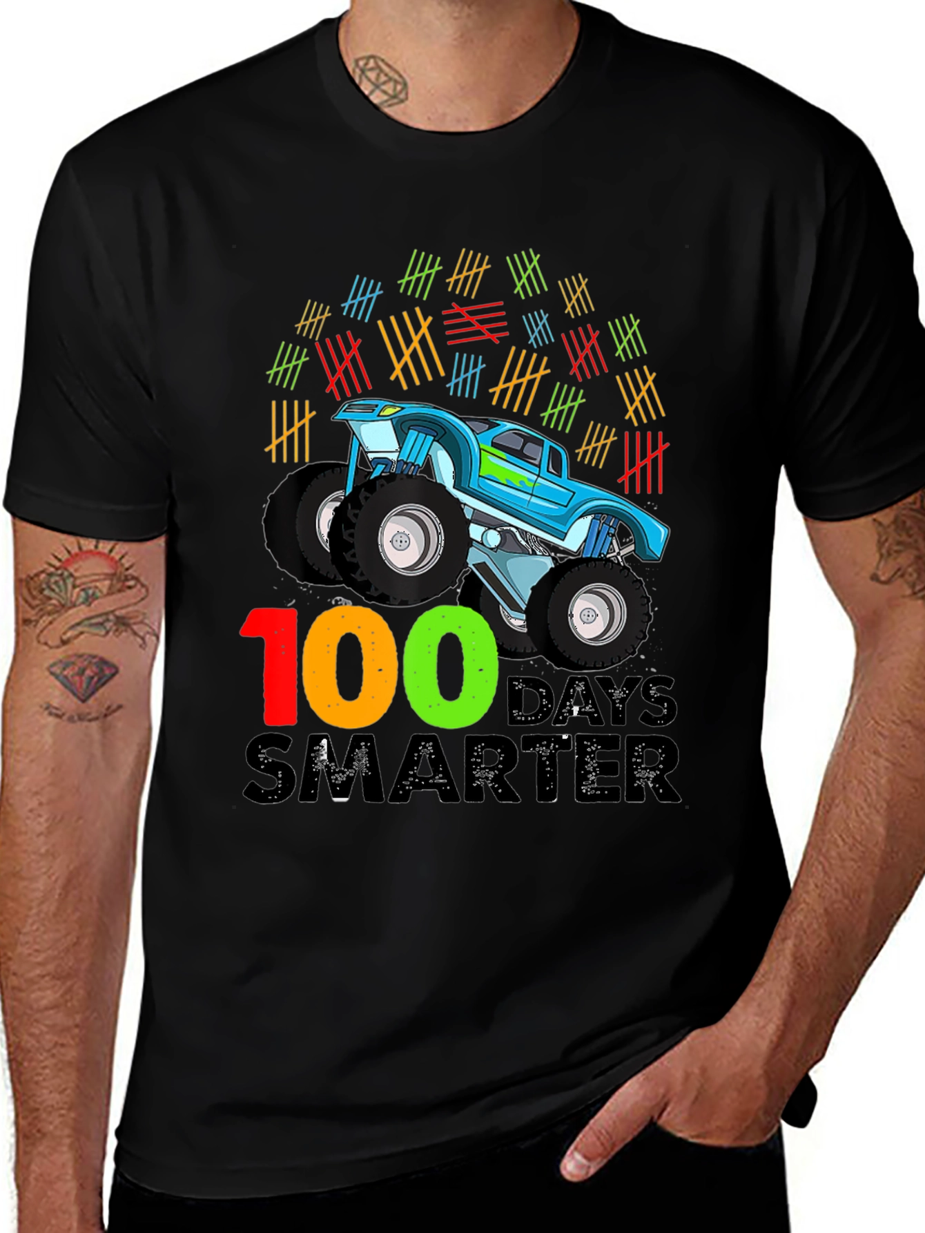 100 Days Smarter Monster Truck T-Shirt