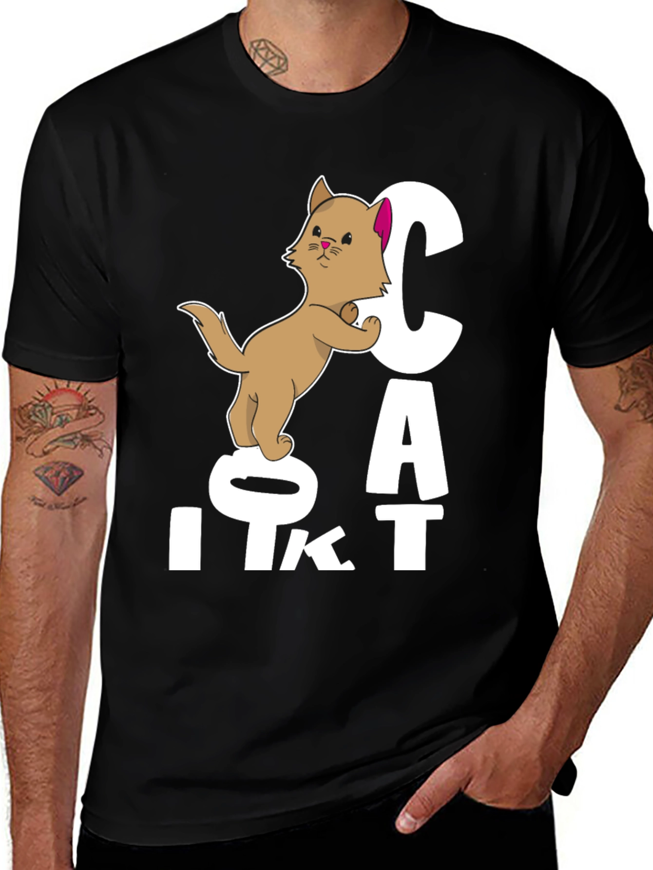 Cute Cat Cartoon Graphic T-Shirt