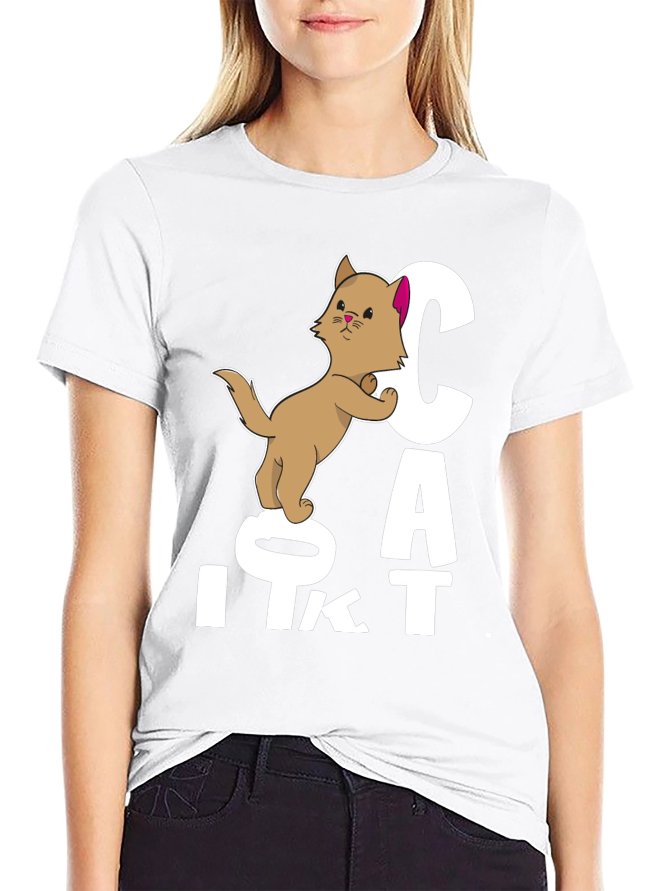 Cute Cat Cartoon Graphic T-Shirt