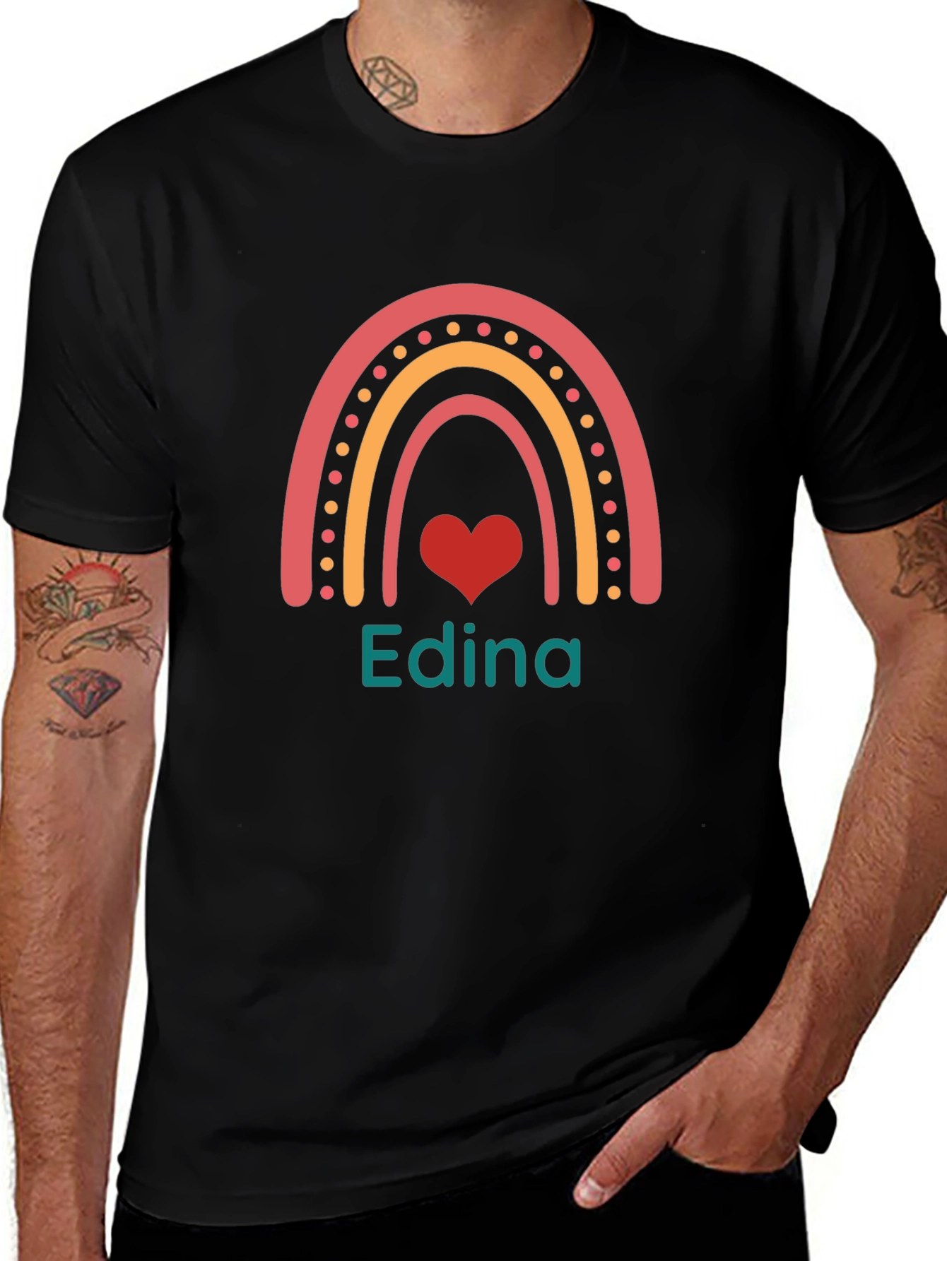 Edina Rainbow Heart Personalized T-Shirt