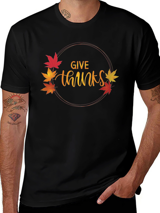 Give Thanks T-Shirt Thanksgiving Autumn Leaf Design