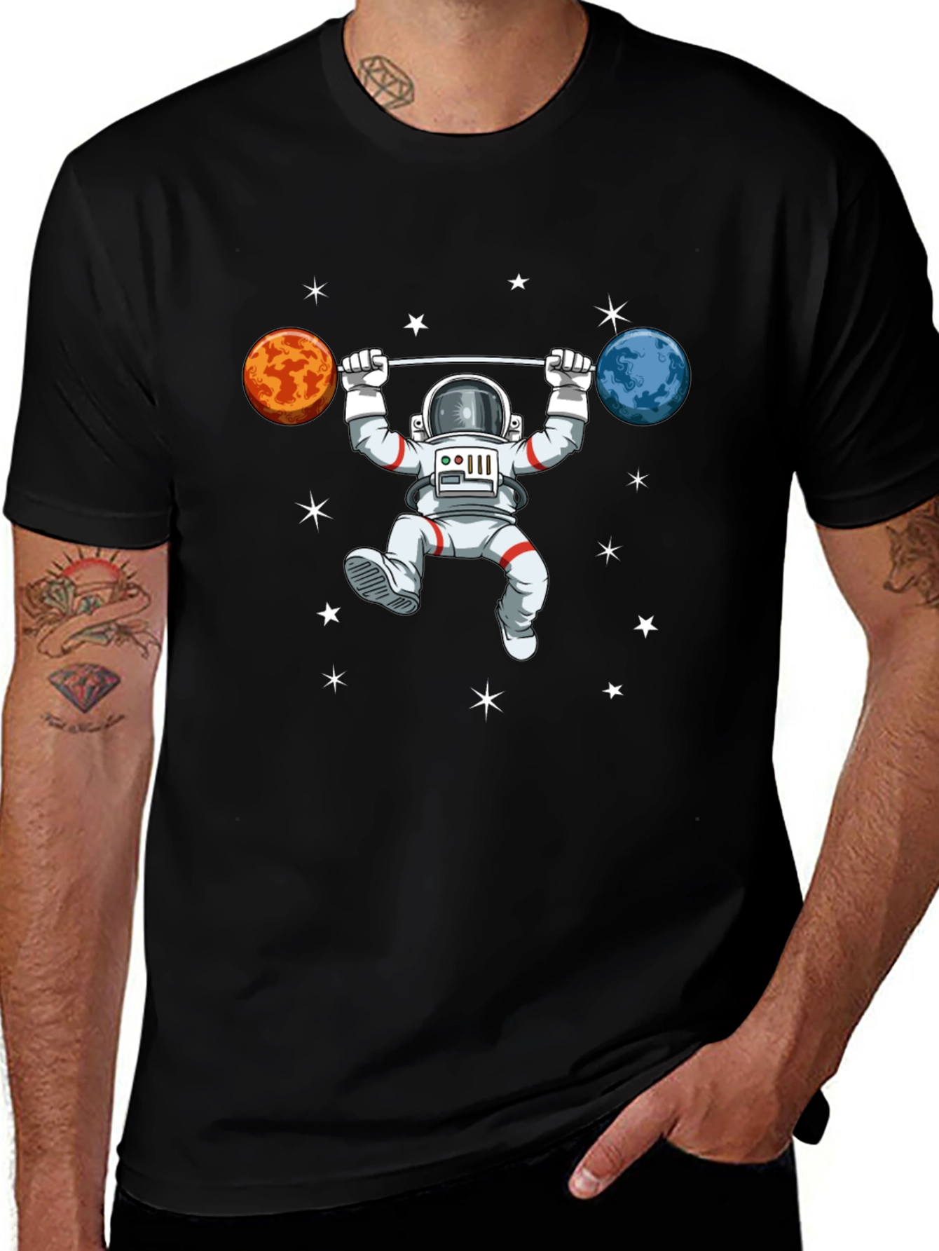 Astronaut Planet Barbell T-Shirt