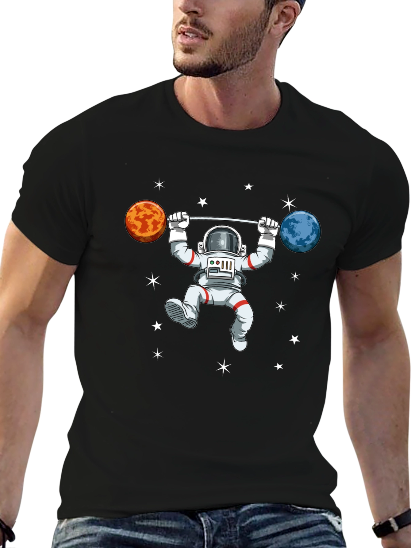 Astronaut Planet Barbell T-Shirt