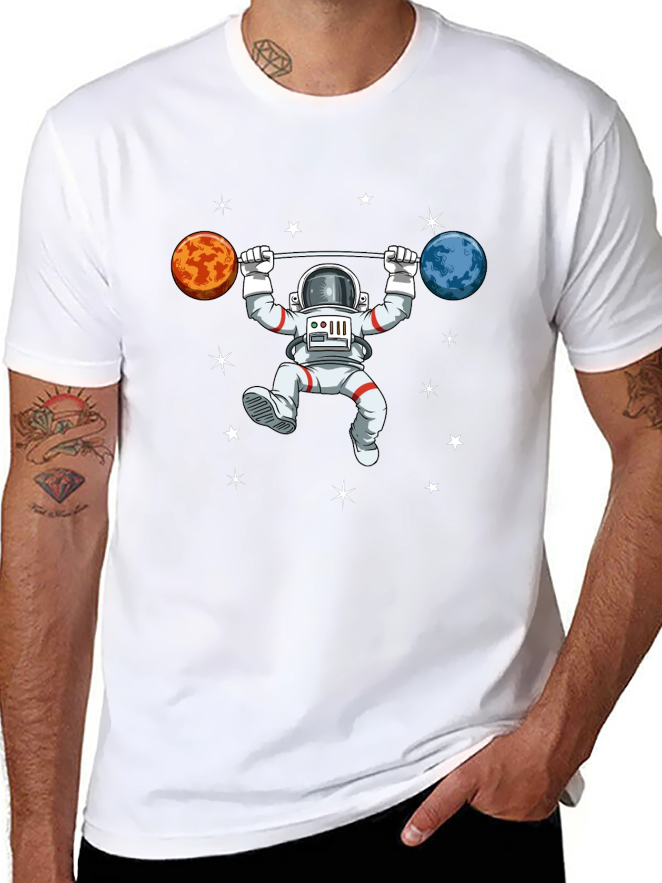 Astronaut Planet Barbell T-Shirt