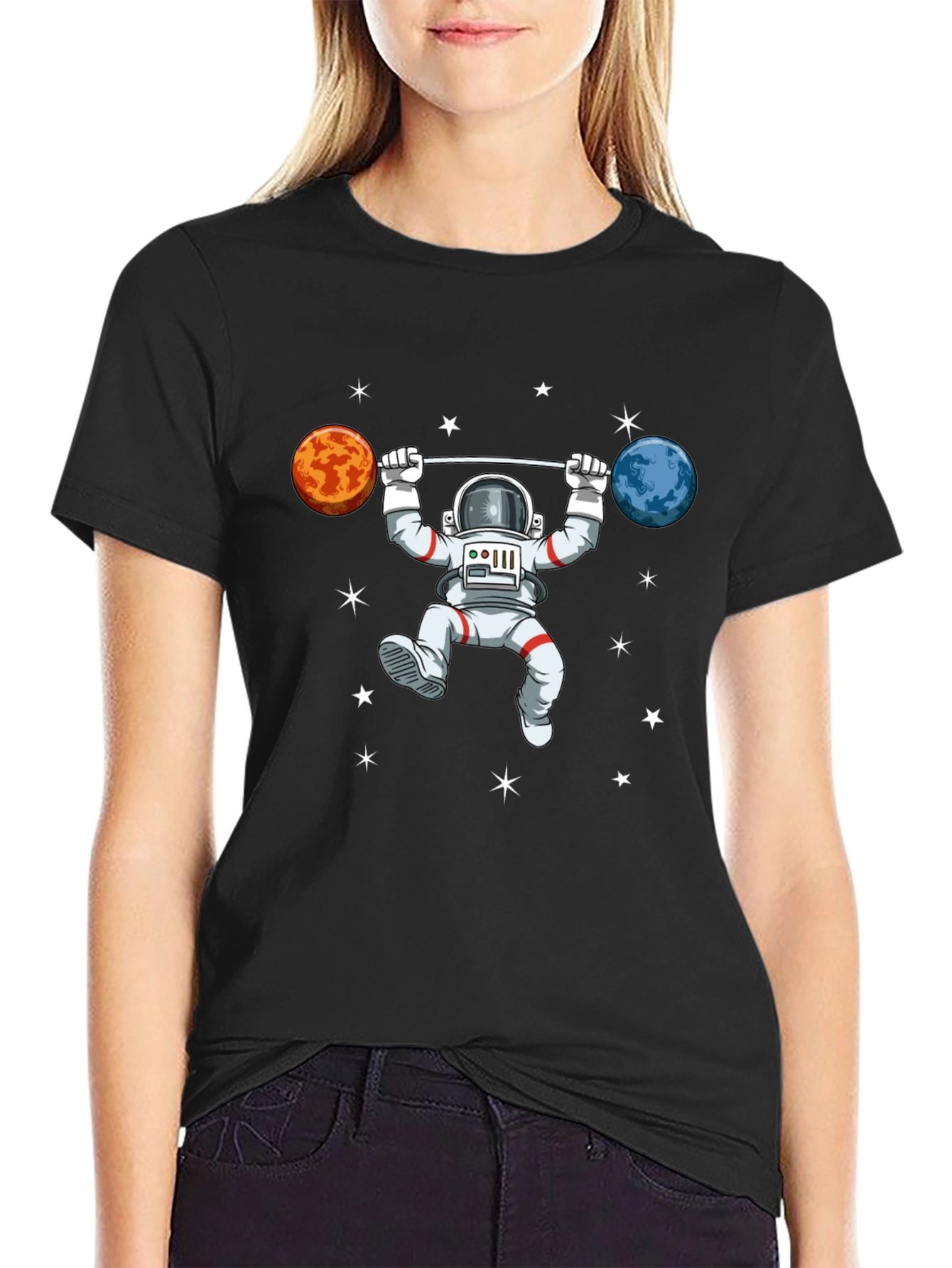 Astronaut Planet Barbell T-Shirt