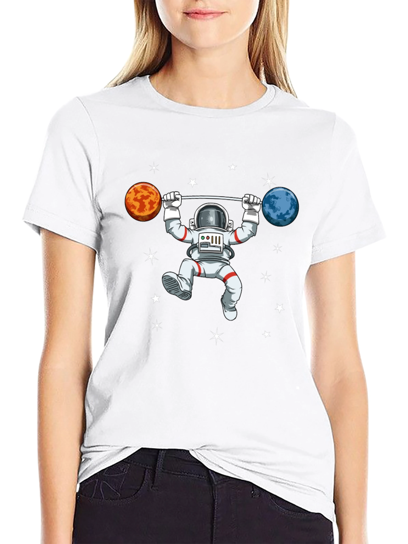Astronaut Planet Barbell T-Shirt