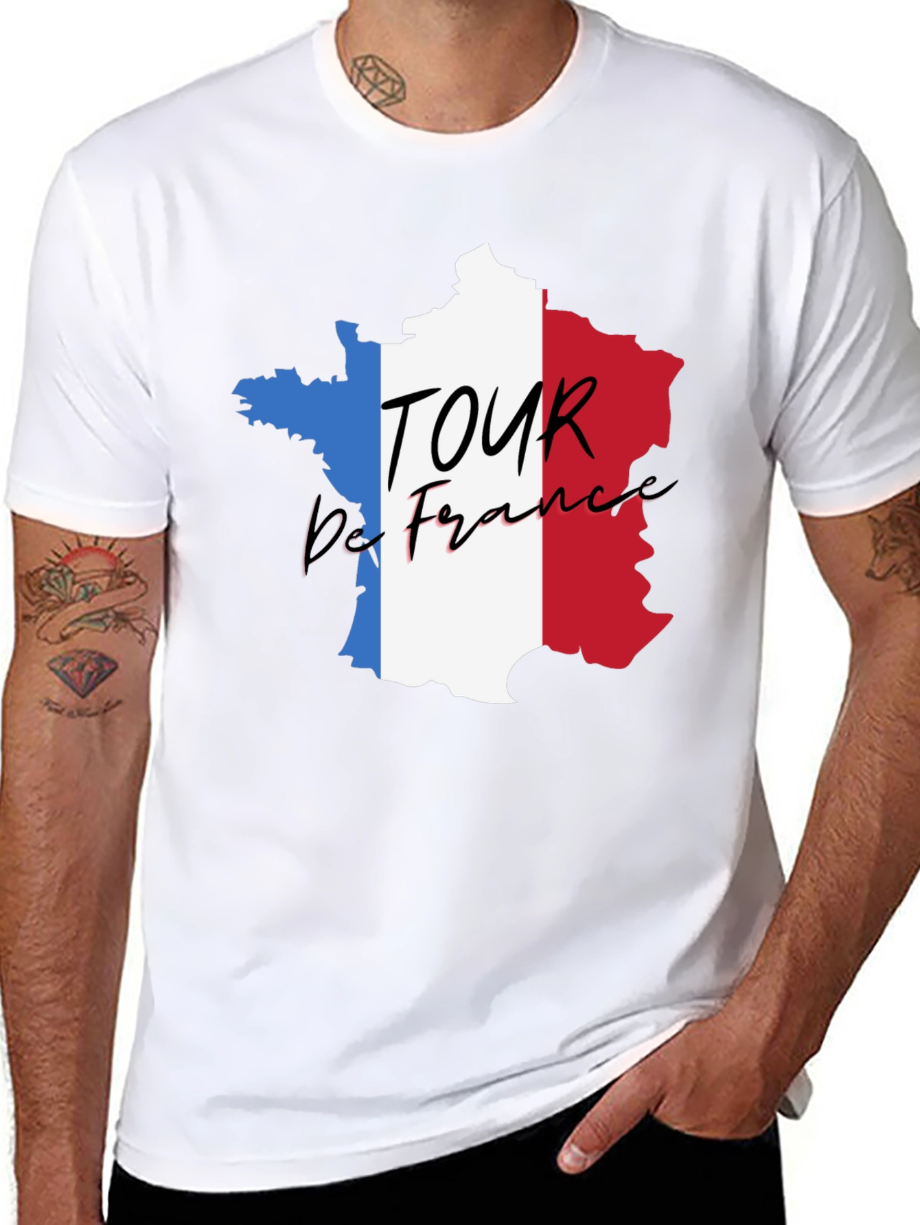 Tour de France France Map Black T-Shirt