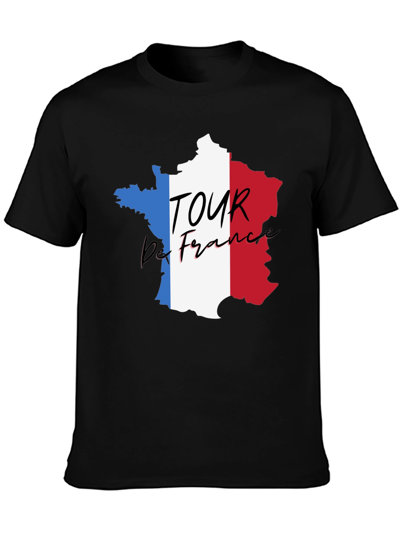 Tour de France France Map Black T-Shirt