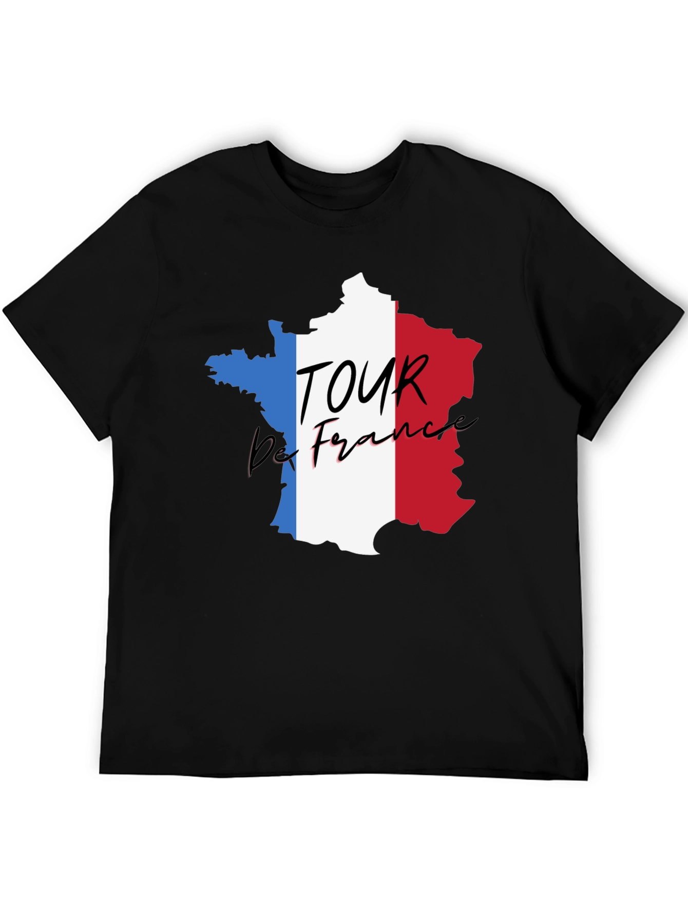 Tour de France France Map Black T-Shirt