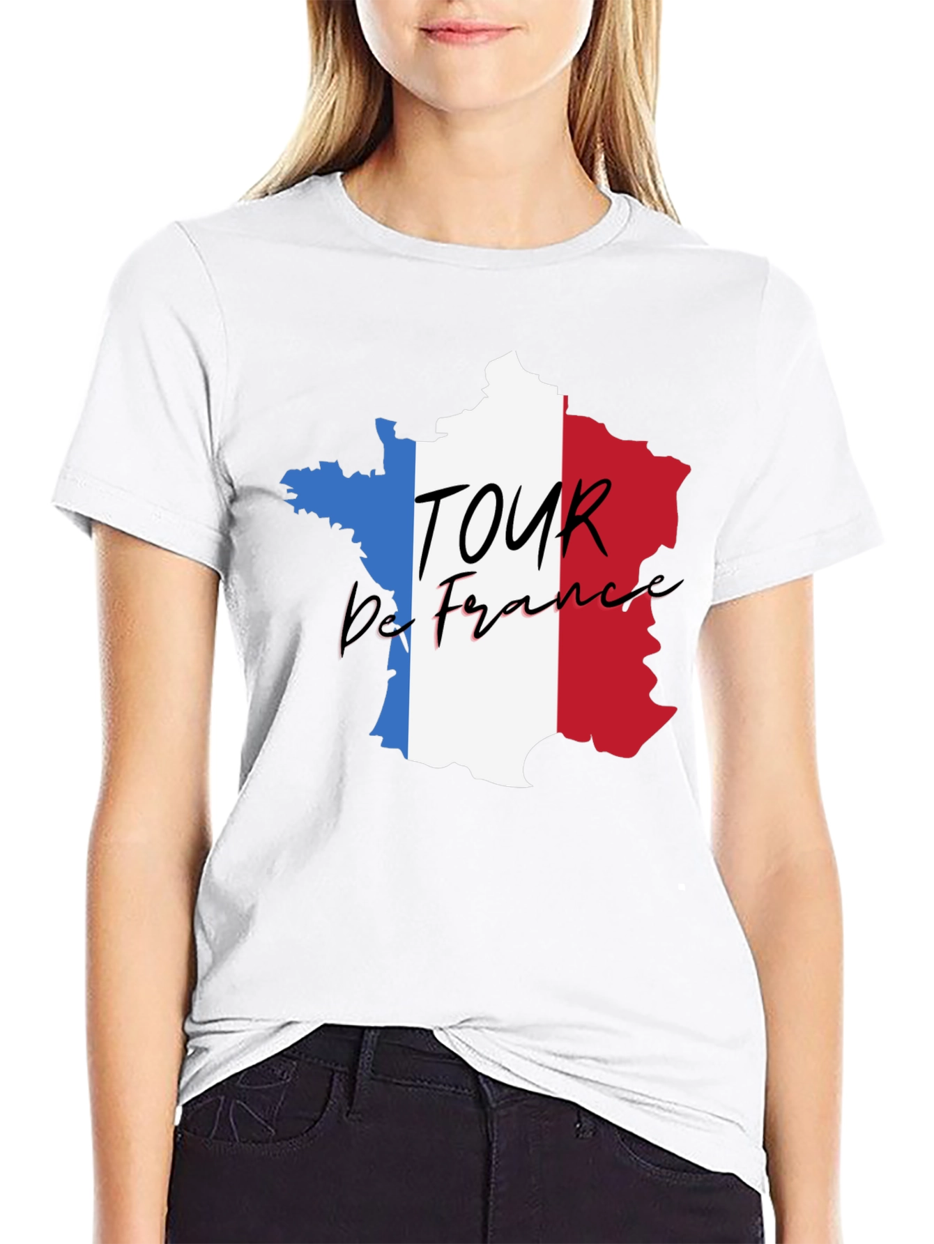 Tour de France France Map Black T-Shirt
