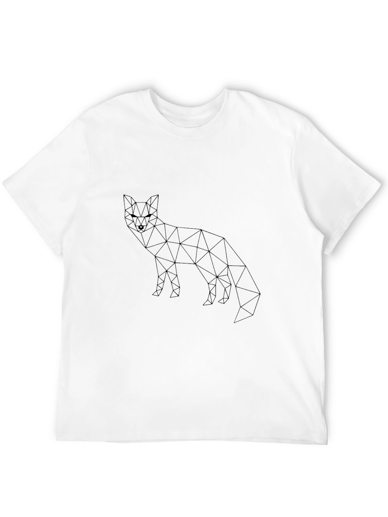 Geometric Fox Print Black T-Shirt
