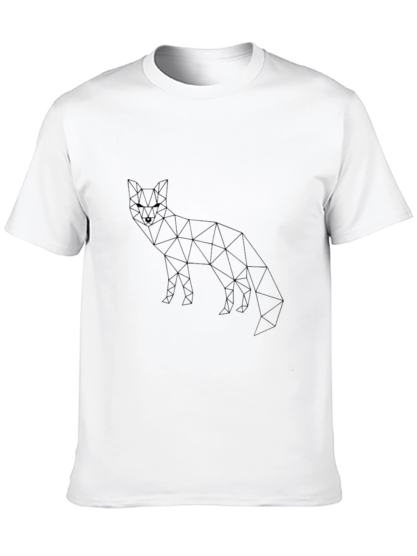 Geometric Fox Print Black T-Shirt