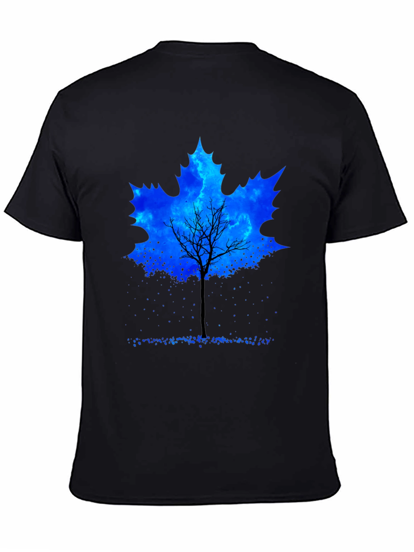 Leaf Tree Graphic Tee - Black Cotton Casual Shirt