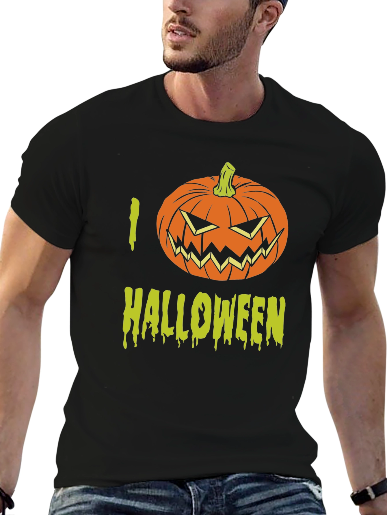 I Love Halloween T-Shirt with Pumpkin Graphic