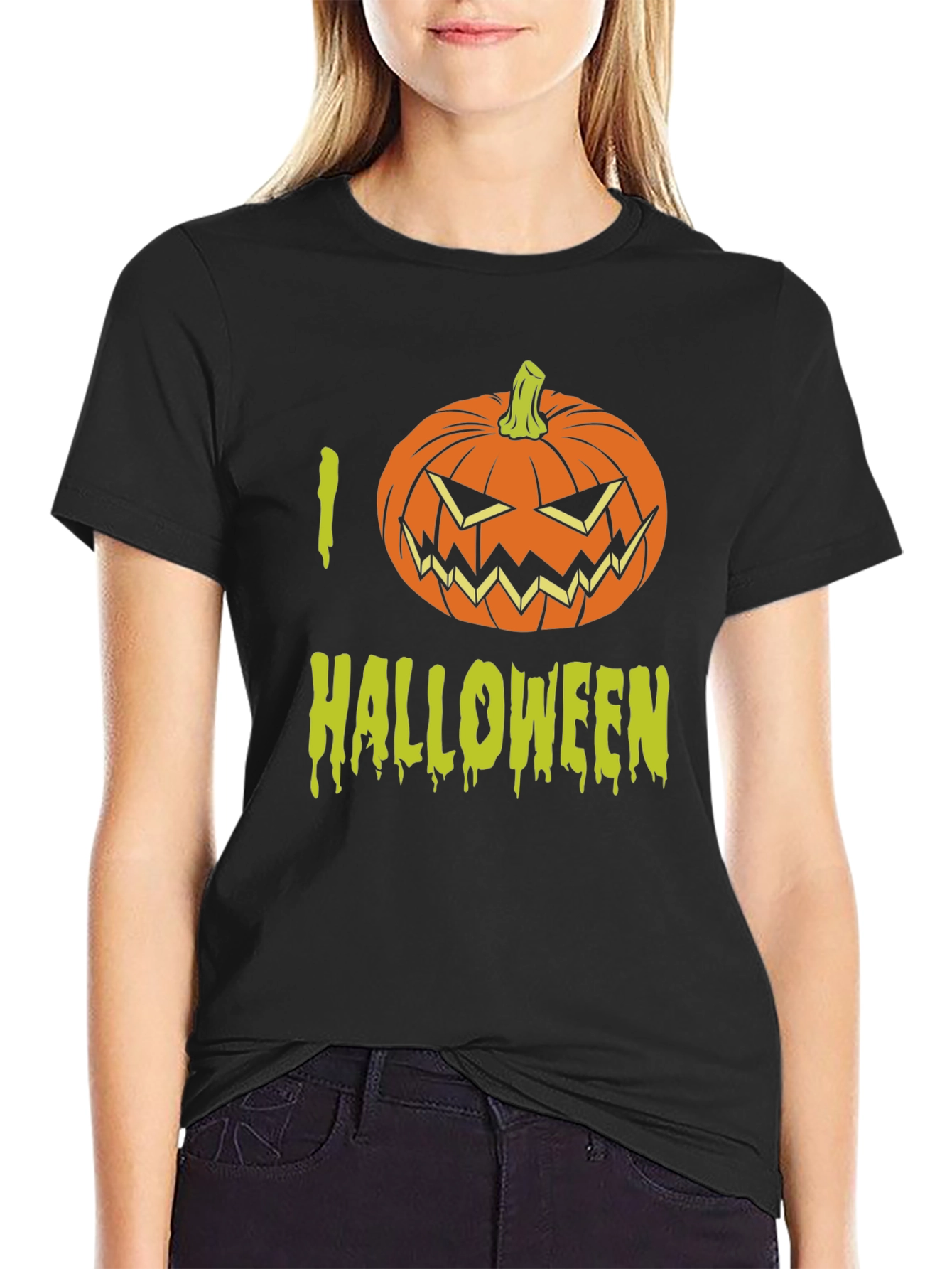 I Love Halloween T-Shirt with Pumpkin Graphic