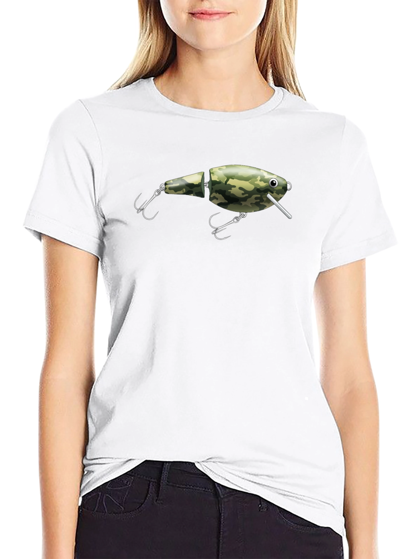 Camouflage Fishing Lure Graphic T-Shirt