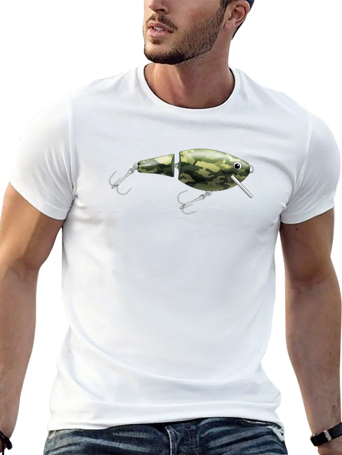 Camouflage Fishing Lure Graphic T-Shirt