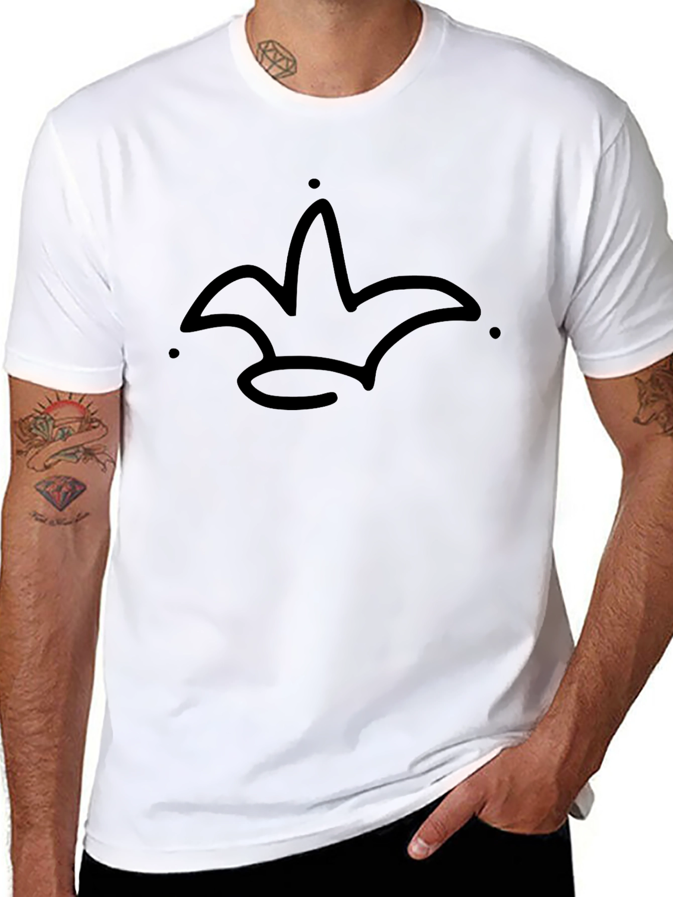 Crown Graphic Tee - Minimalist Design Black