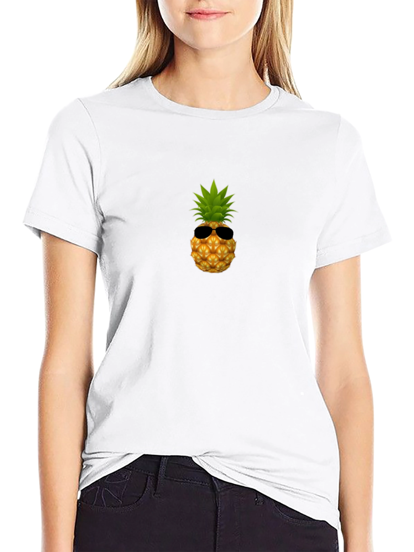 Cool Pineapple Graphic Tee - Black Cotton Shirt