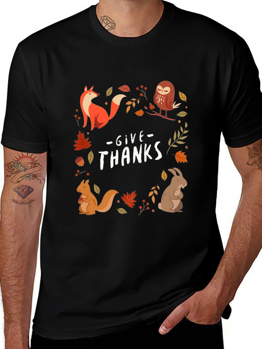 Give Thanks Fall Animals T-Shirt
