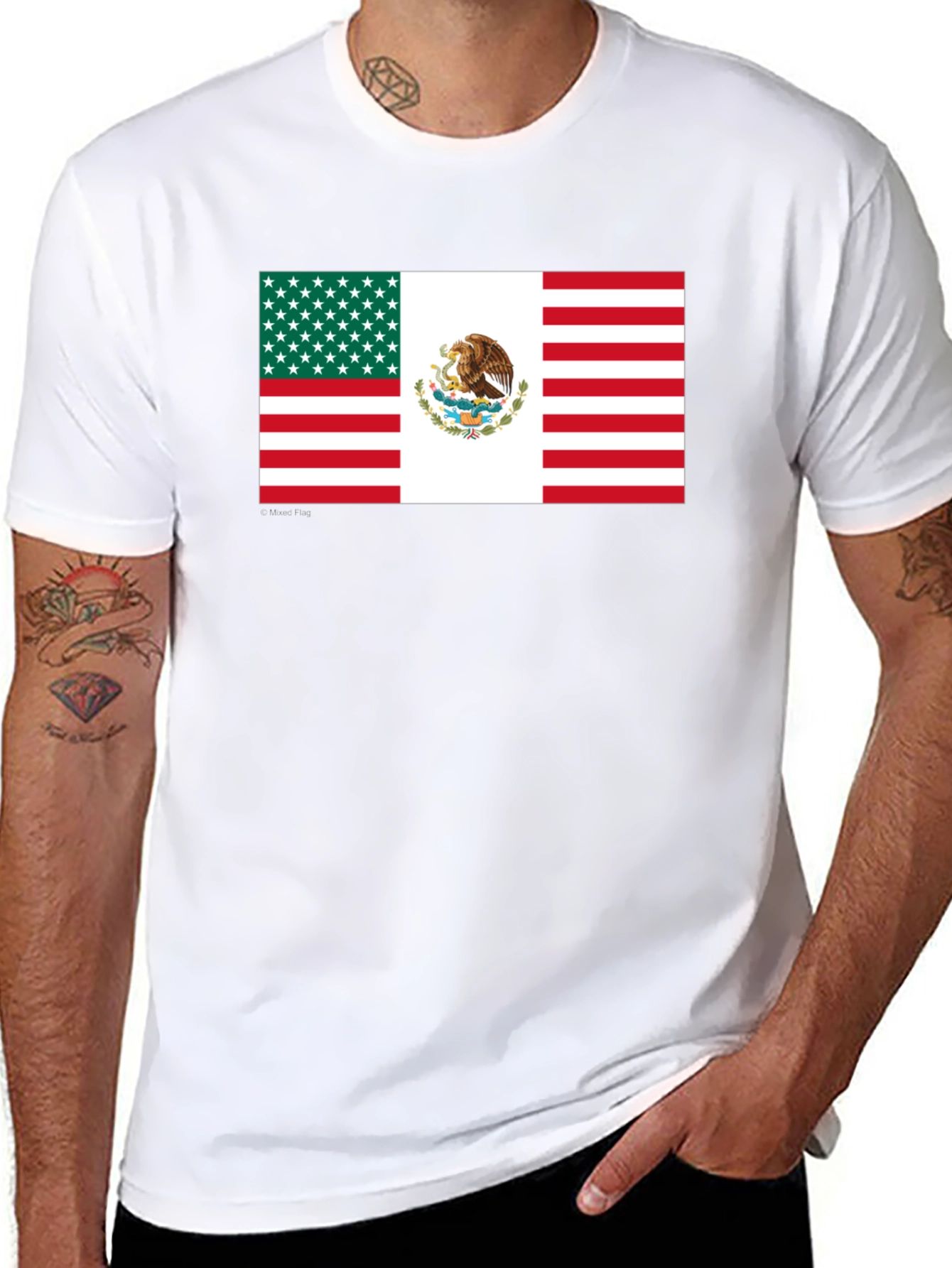Mexican-American Flag Graphic T-Shirt