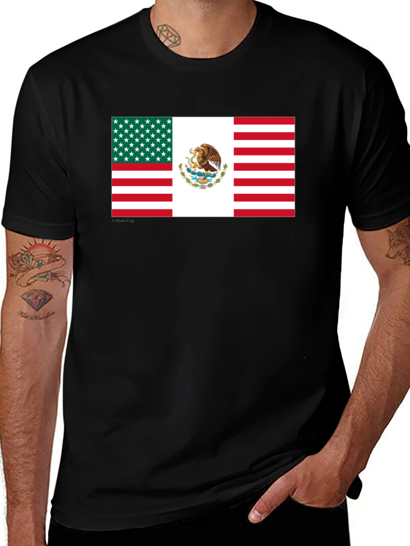 Mexican-American Flag Graphic T-Shirt