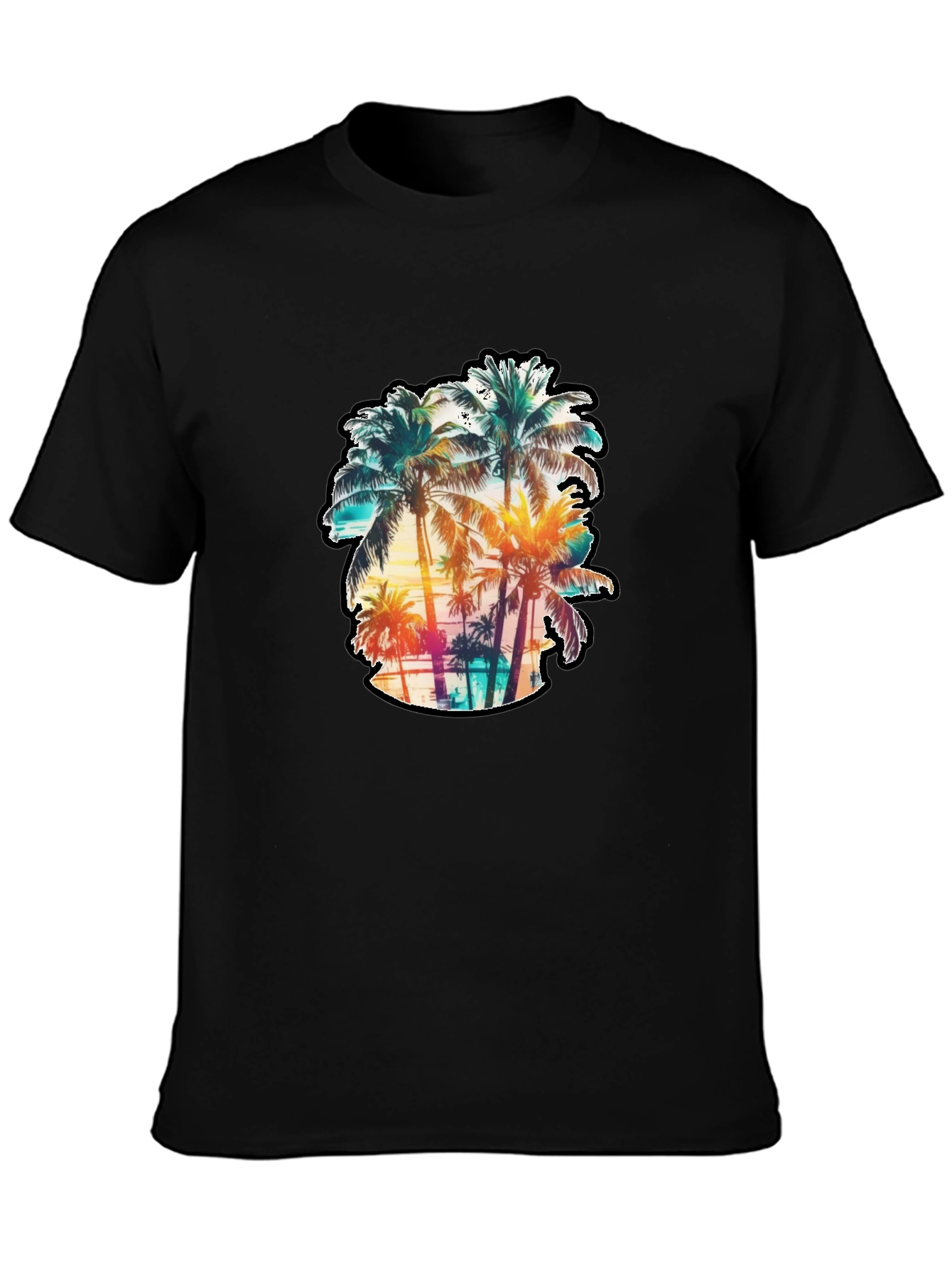 Mens Palm Tree Graphic Tee - Black