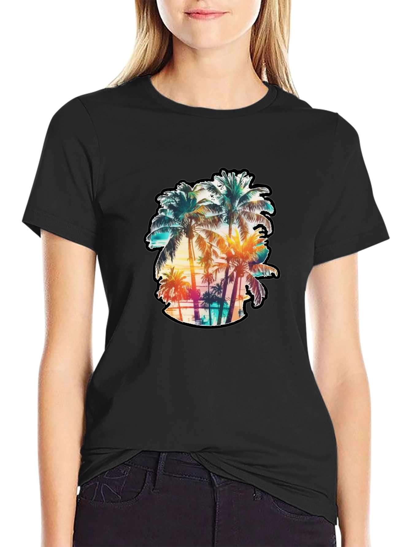 Mens Palm Tree Graphic Tee - Black