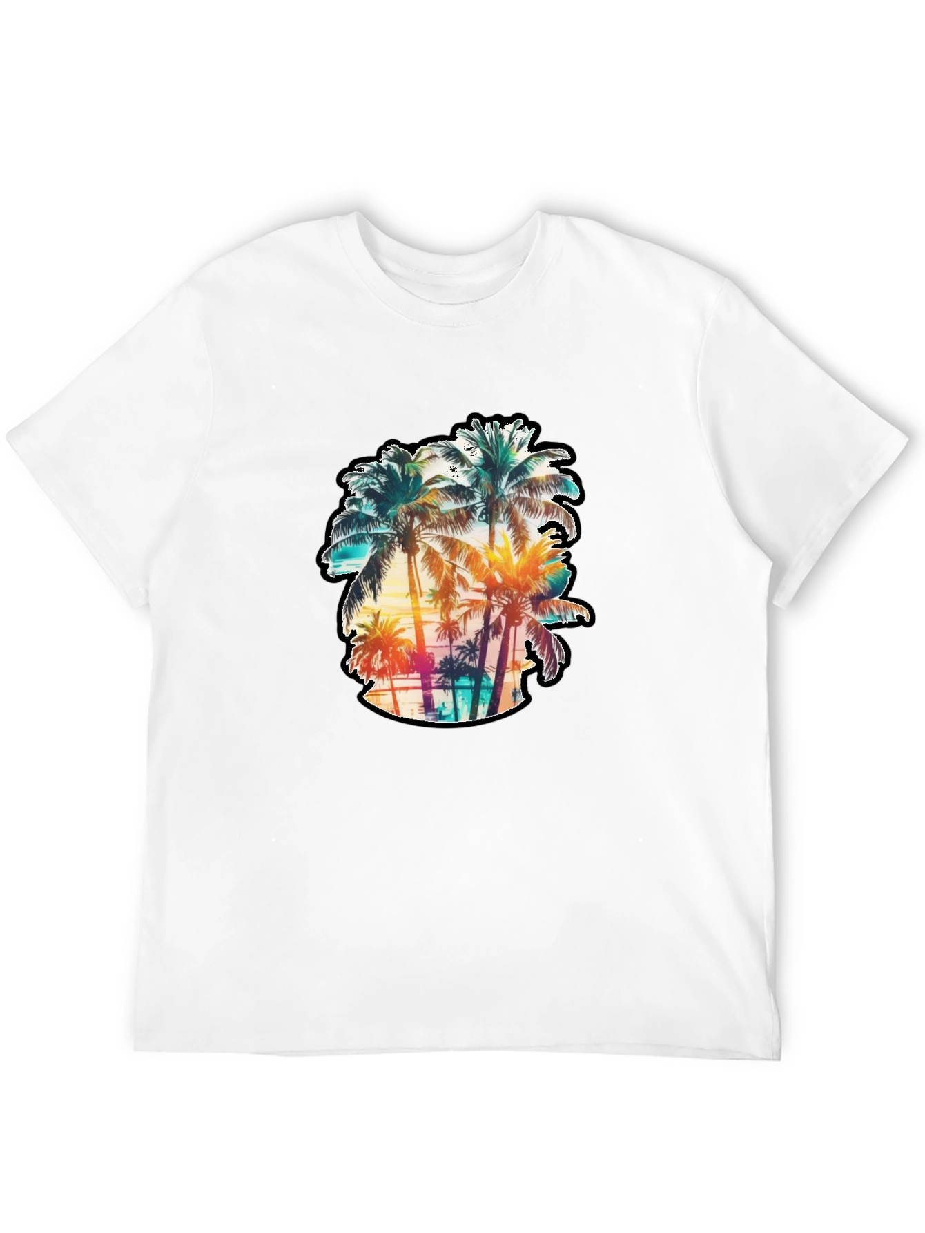 Mens Palm Tree Graphic Tee - Black