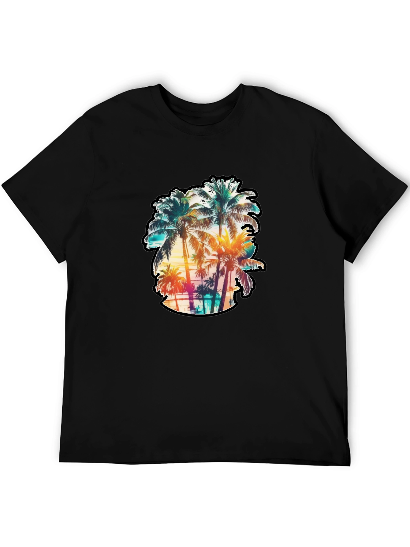 Mens Palm Tree Graphic Tee - Black
