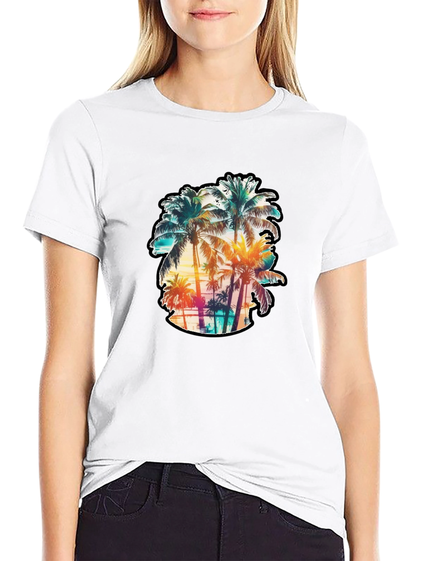 Mens Palm Tree Graphic Tee - Black