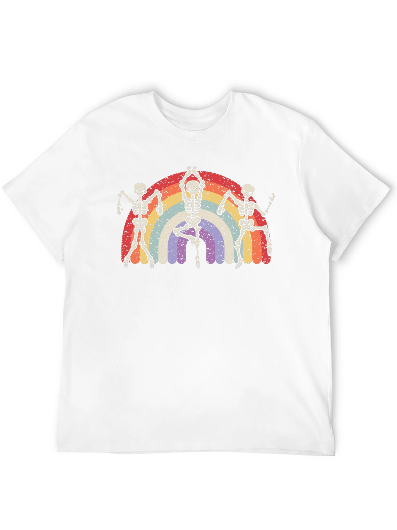 Dancing Skeleton Rainbow Graphic Tee - Black