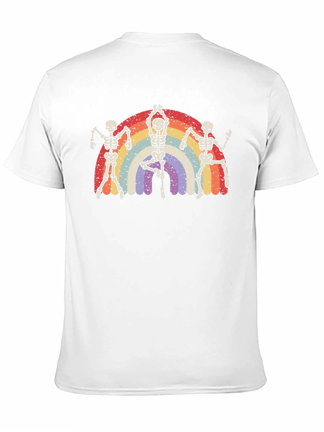 Dancing Skeleton Rainbow Graphic Tee - Black