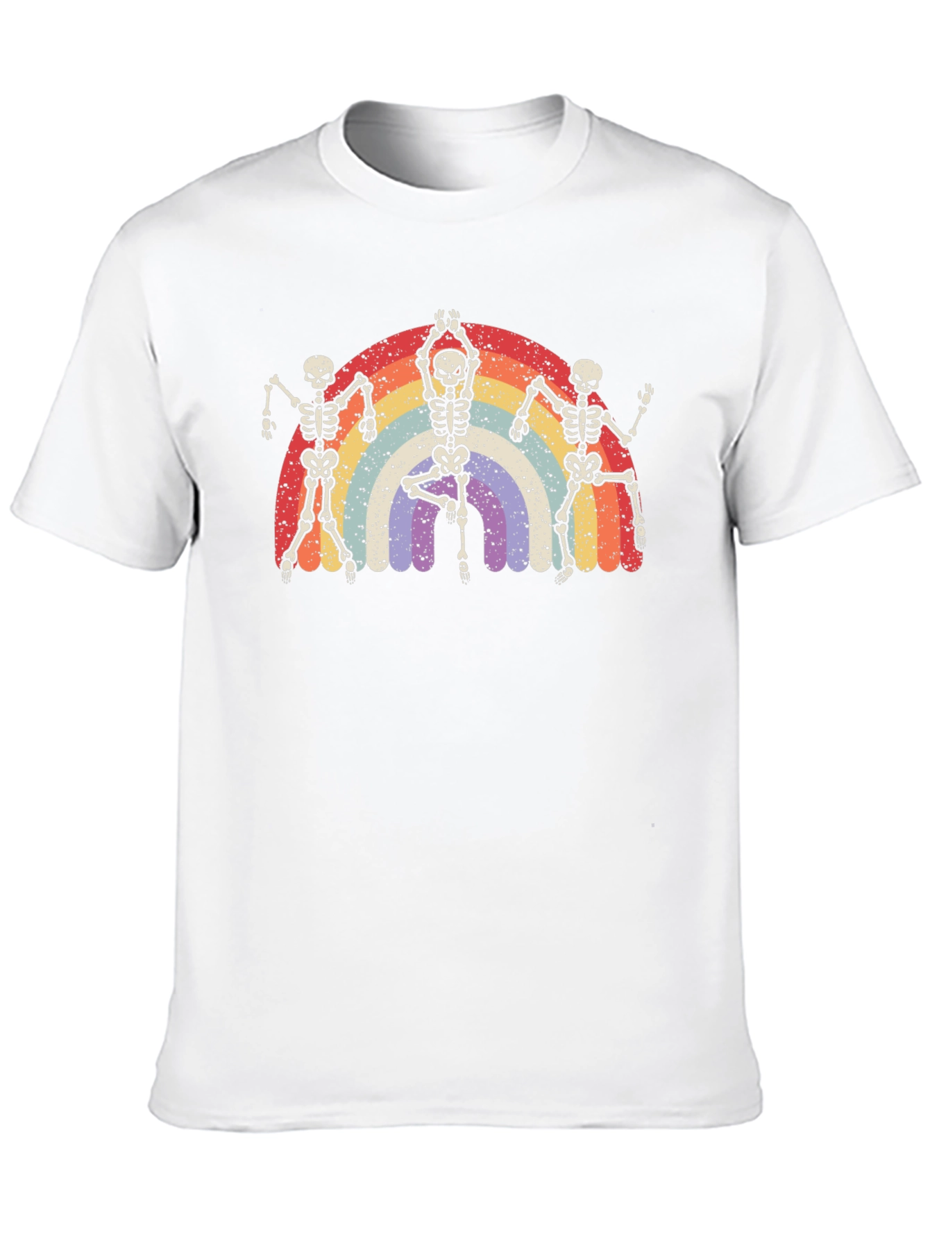 Dancing Skeleton Rainbow Graphic Tee - Black