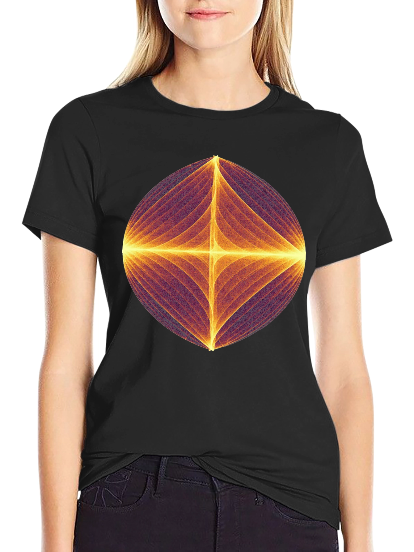 Abstract Geometric Graphic Print Black T-Shirt