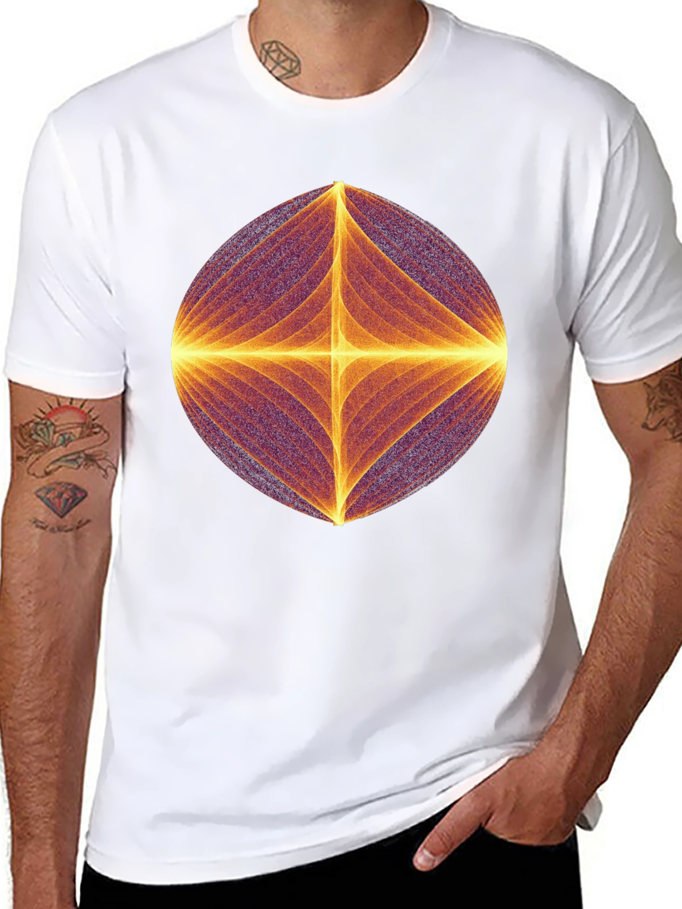 Abstract Geometric Graphic Print Black T-Shirt