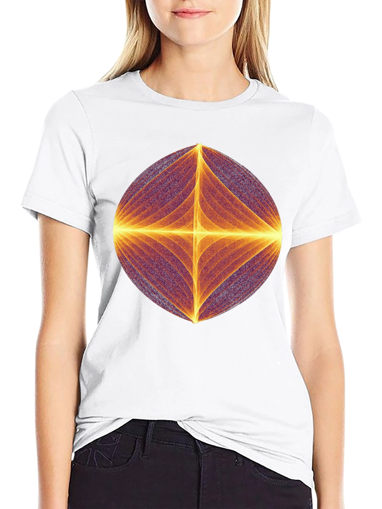 Abstract Geometric Graphic Print Black T-Shirt