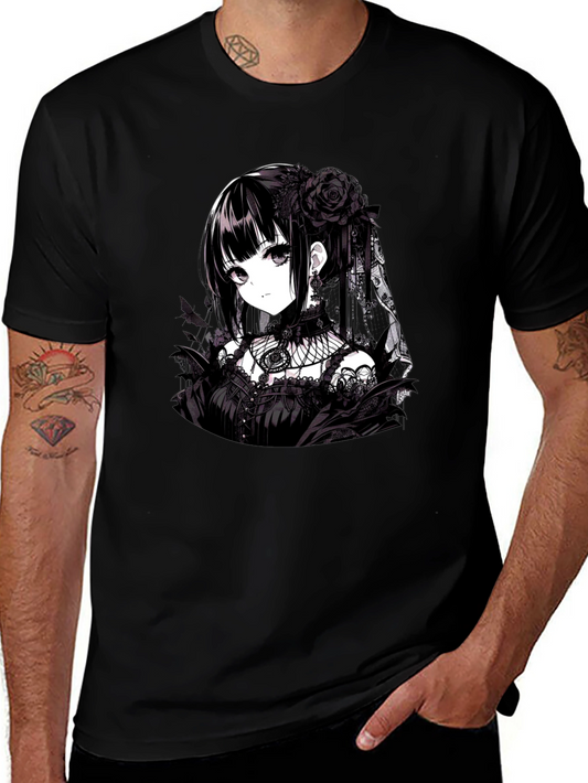 Gothic Anime Girl T-Shirt - Black