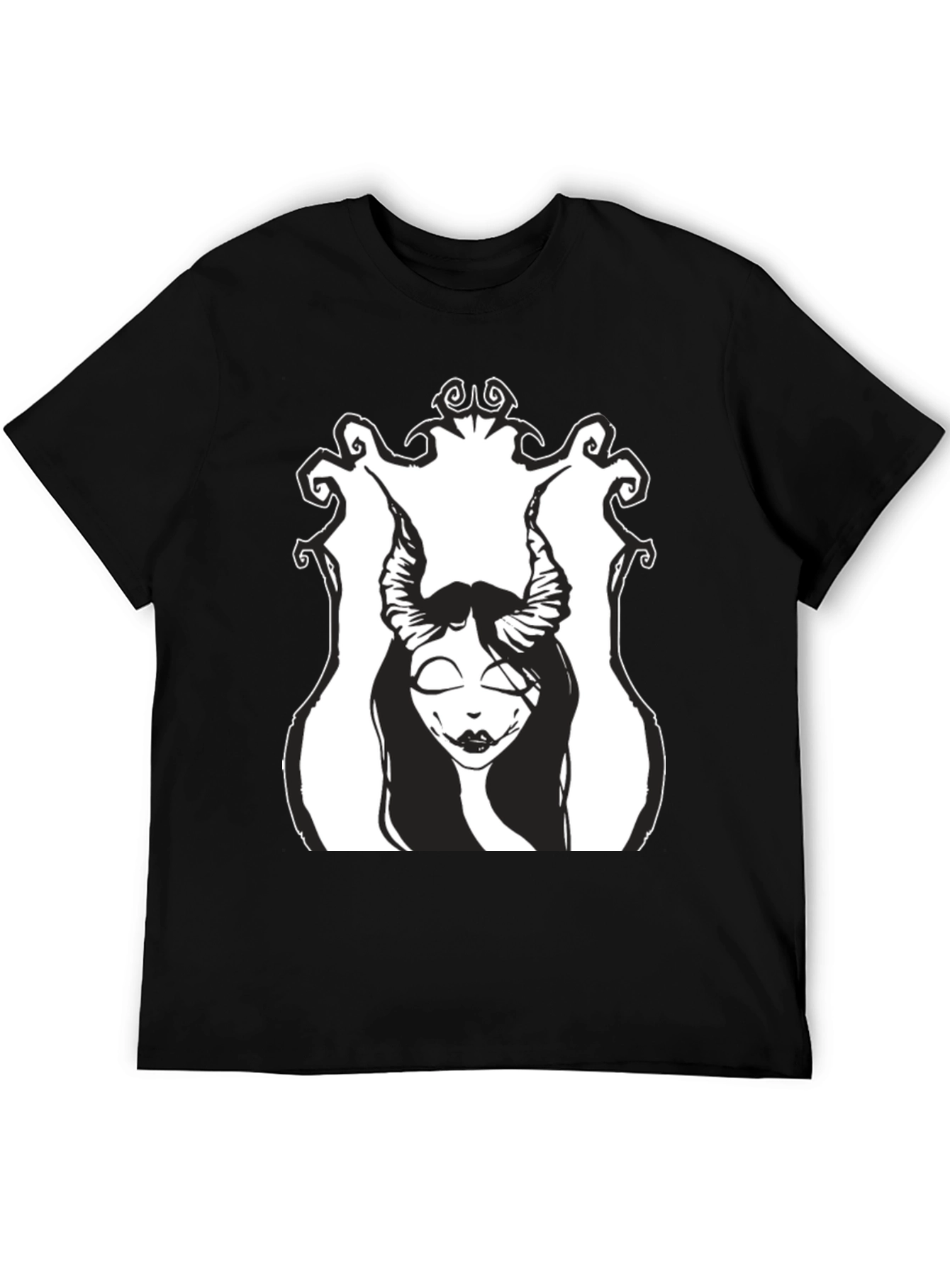 Black T-Shirt with Devilish Woman Graphic